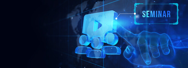 Business, Technology, Internet and network concept. Webinar e-learning. Training concept. 3d illustration