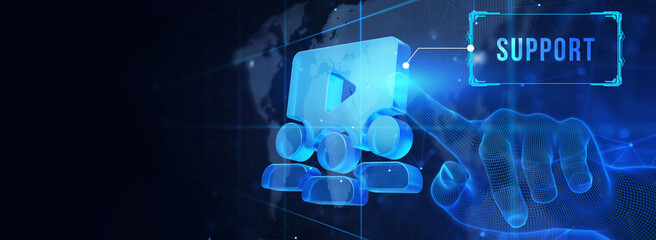 Business, Technology, Internet and network concept. Technical Support Center customer service. 3d illustration