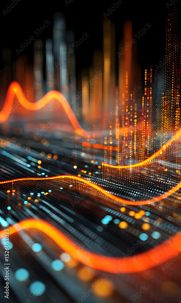 Poster abstract data visualization conveys the interconnectedness of information networks and modern techno