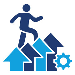 Upskilling Flat Blue Icon
