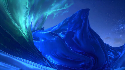 A vibrant, abstract representation of a wave illuminated by colorful light.