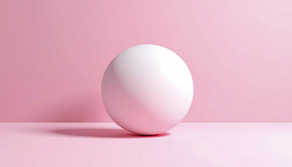 Fototapeta premium smooth white sphere on soft pink backdrop, creating serene atmosphere