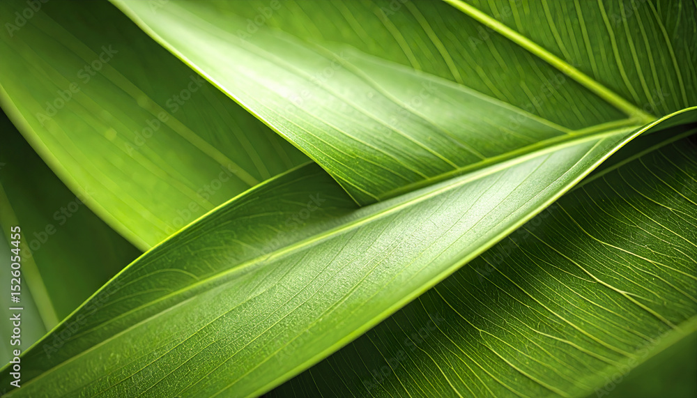 Poster lush green leaves with smooth texture and vibrant color create calming natural background