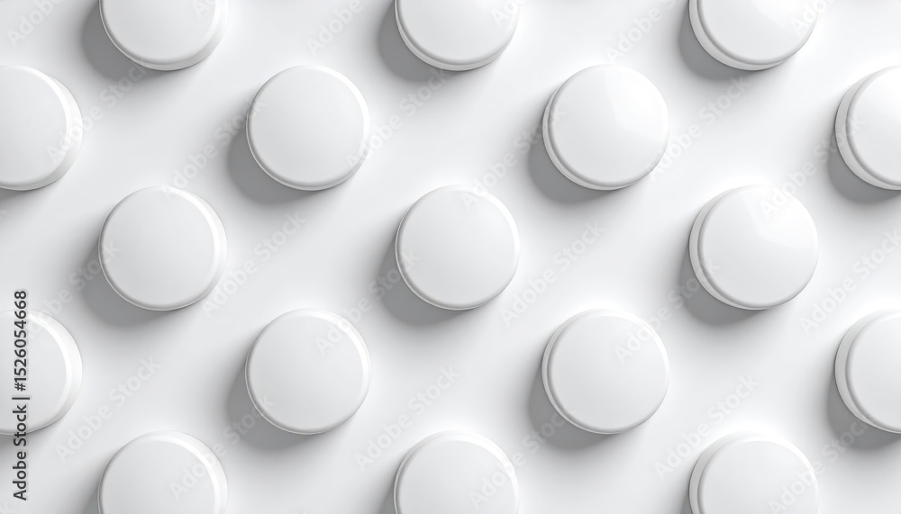 Poster white circular objects arranged in seamless pattern, creating modern and clean aesthetic
