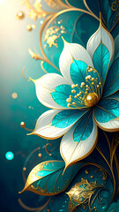 A vibrant, stylized flower design with intricate details and a soothing color palette.