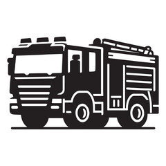 Rescue Force Fire Truck silhouette – Fire Truck illustration – Minimalist Fire Truck vector – Vehicle silhouette

