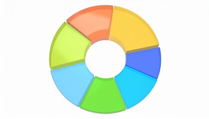Obraz premium Transparent multicolored 3D donut charts isolated on white background. 3D Rendering