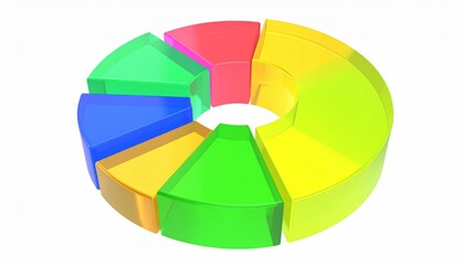 Obraz premium Transparent multicolored 3D donut charts isolated on white background. 3D Rendering