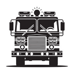 Fototapeta premium Minimalist Fire Truck silhouette in action-ready pose – Fire Truck illustration – Minimalist Fire Truck vector – Vehicle silhouette