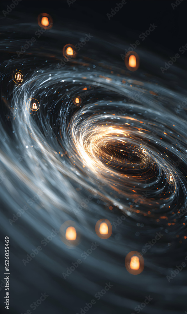 Poster cosmic vortex of energy a swirling gateway to distant worlds and mysteries of the universe unveiled 