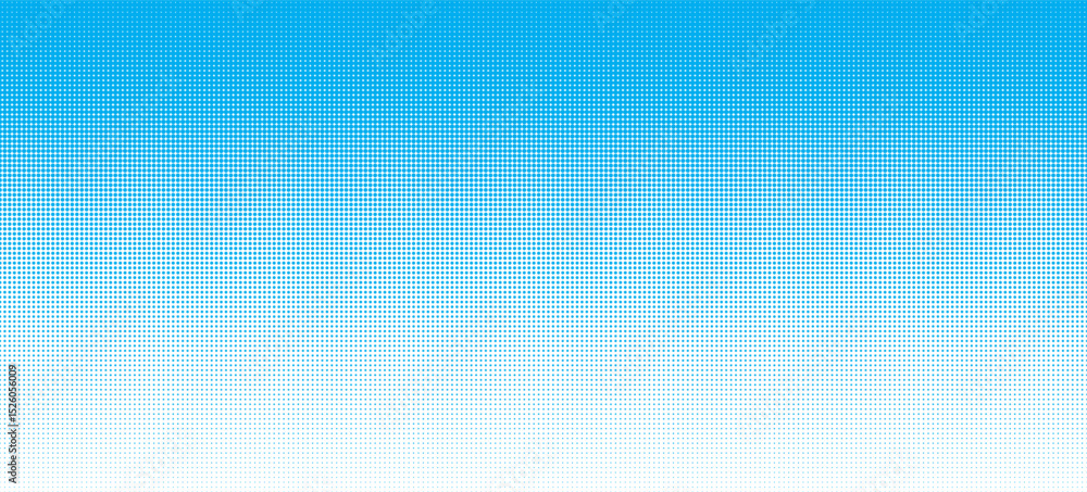 Fototapete blue sky seamless dotted halftone gradient border. cyan color retro halftone dot top to bottom grada