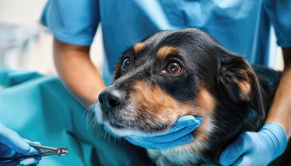 Veterinary Care Adorable Pup Receives Tender Attention from Skilled Vet Amidst Calm, Sterile Environment, Showcasing Trust and Compassion in Animal Healing.