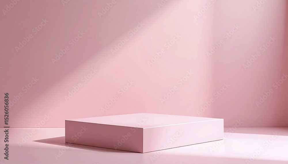Poster smooth blush pink wall and floor merge, creating serene space with soft shadows