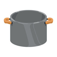 Large Cooking Pot Vector Illustration – Flat Style Cartoon Stock Image of a Kitchen Stockpot with Side Handles
