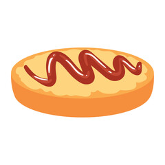 Toast with Ketchup Vector Illustration - Simple Food Icon