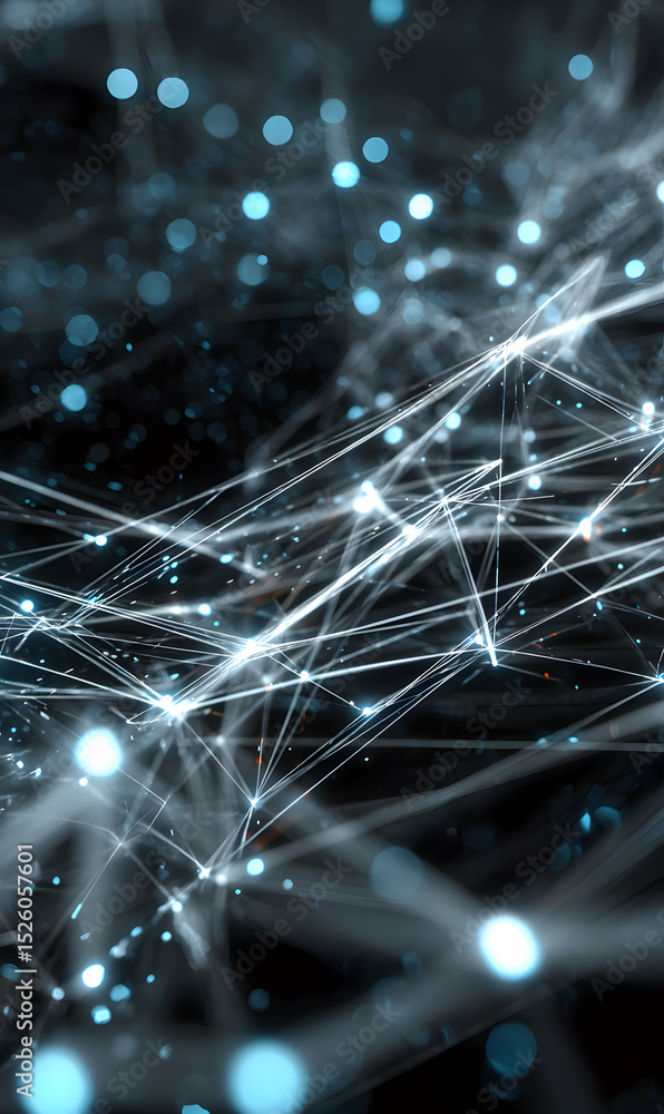 Poster abstract digital network with glowing lines and nodes representing connection and technology concept