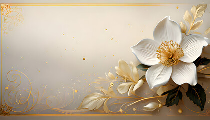Elegant floral design with gold accents, perfect for invitations or decor.