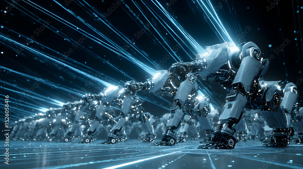 Poster robotic swarm advances into the future with seamless integration and advanced artificial intelligenc