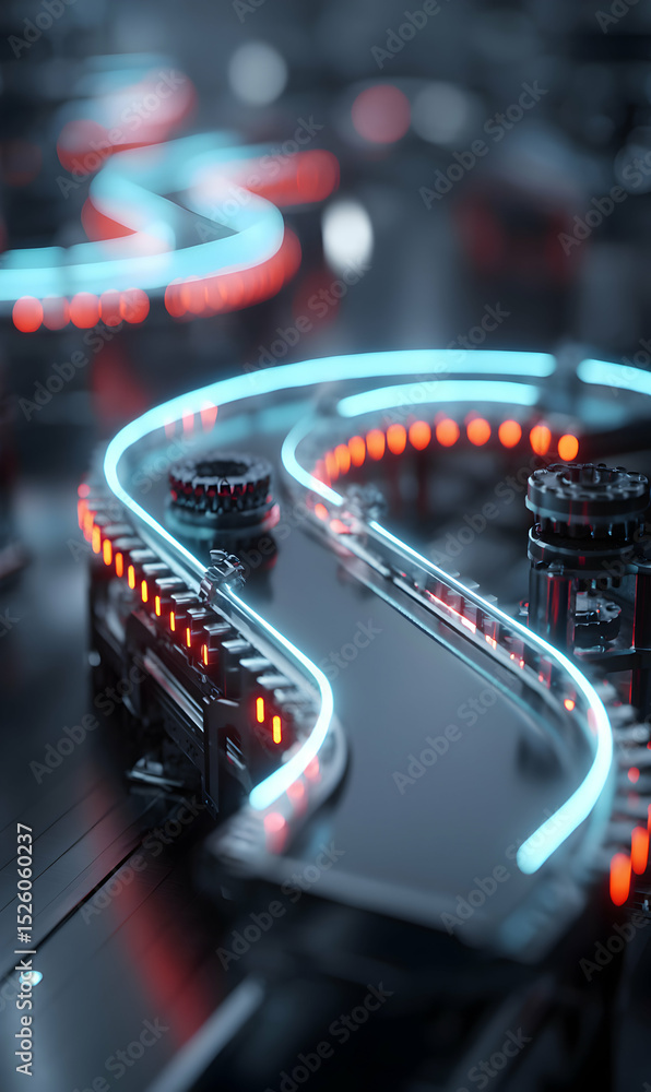 Poster futuristic neon circuit board illustrating advanced technology and intricate design with illuminated