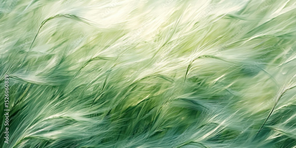 Poster a green and white abstract background featuring a blurred, dynamic pattern of grass and light, with 