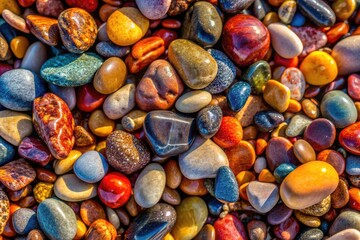 Close-up detail revealing the natural, rough texture of a pebble's surface.