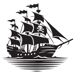 Bold Profile Ship silhouette with clean cut – Ship illustration – Minimalist Ship vector – Vehicle silhouette

