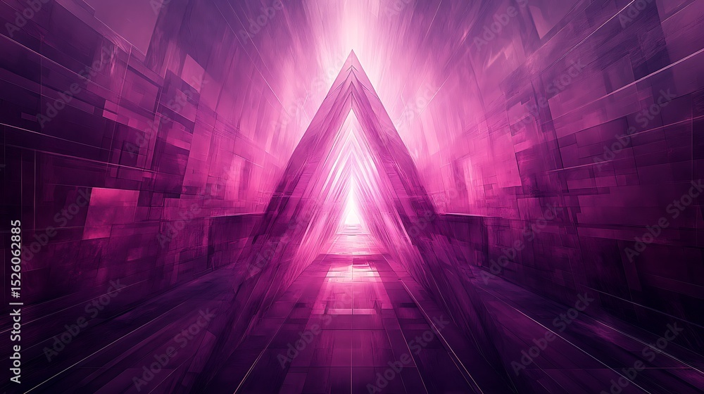Poster abstract tunnel with triangular portal and blurred purple tones and perspective