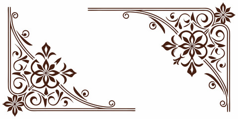 black and white floral ornament frame and Eslimi Tazhib Iranian Art Design Text Box Text Input Area Floral Vector Old Vintage Art