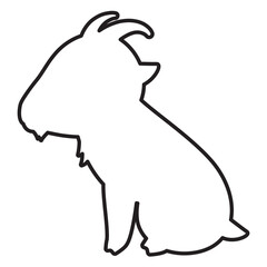 お座りした横向きのヤギの線画