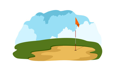 Illustration of golf field on white background