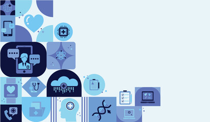 Digital healthcare and telemedicine concept with icons. Online doctor appointments medical consultation and healthcare services offered online professionals, technology medicine, easy accessibility.