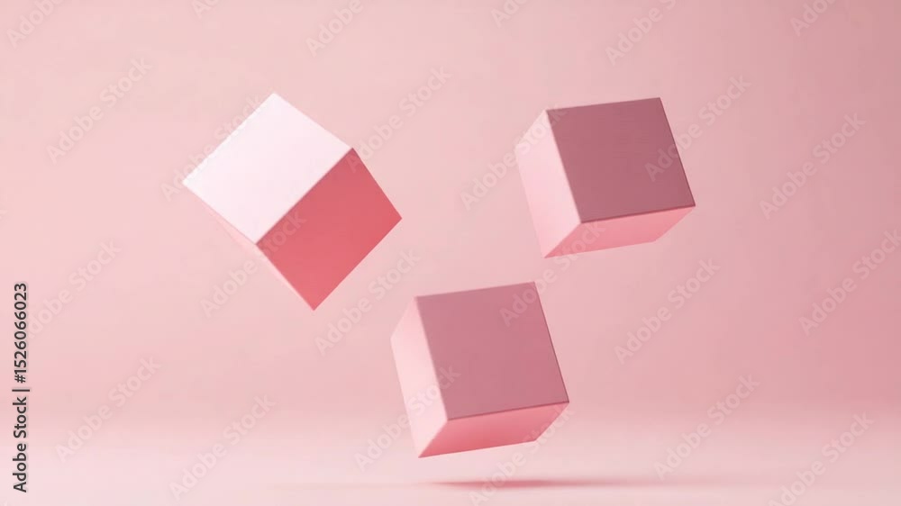 Poster floating pink cubes: an abstract design element for creative visual projects