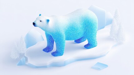 Fototapeta premium Detailed illustration of a polar bear on an ice floe.