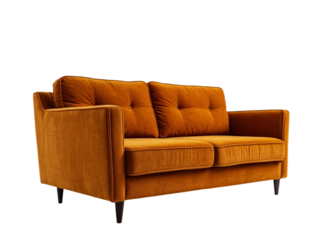 Retro sofa on transparent background PNG. Generated by AI.