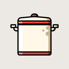  Large Empty Cooking Pot for Boiling or Stewing in Flat Vector Style Kitchen Illustration