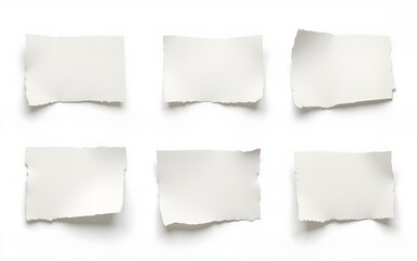 Set of vector realistic illustrations of a torn sheet of paper from a workbook with shadow, isolated. High quality