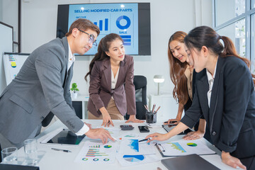 Laptop, Teamwork and Businessman in Meeting to Plan, New Project, Collaboration in Office