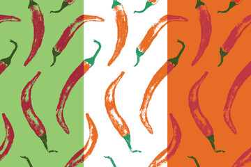 Vector seamless hand drawn chili pepper pattern. Spicy print for fabric, food packaging, kitchen textiles, and branding. Organic agronomy concept in handmade style.