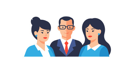 Professional Business Team: Diverse Colleagues in Flat Design Illustration