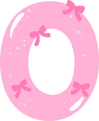 Coquette Letter O  with Bows Pink Alphabet Calpital Doodle Hand Drawn