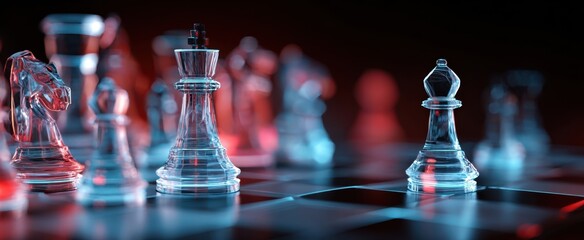 The illuminated chess pieces creating a vibrant and competitive atmosphere.