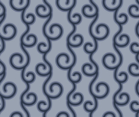 Japanese Curl Line Stripe Vector Seamless Pattern