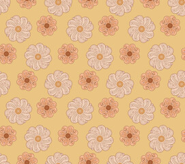 Japanese Curl Fan Flower Vector Seamless Pattern