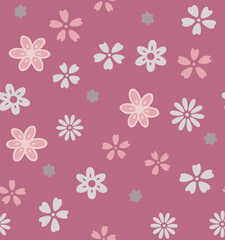 Japanese Cute Flower Fall Vector Seamless Pattern
