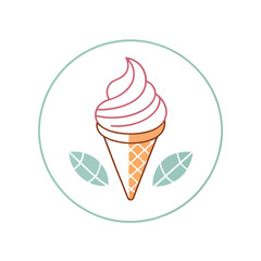 Modern Ice Cream Logo Design – Minimalist Vector Badge for Dessert Shops & Cafés Ice cream logo clipart set. Colorful cone ice cream icon clip art in pictogram style vector illustration color pastel 
