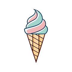 Modern Ice Cream Logo Design – Minimalist Vector Badge for Dessert Shops & Cafés Ice cream logo clipart set. Colorful cone ice cream icon clip art in pictogram style vector illustration color pastel 