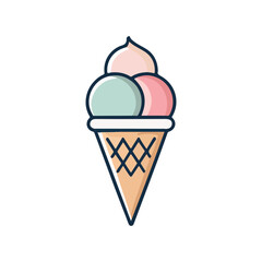 Modern Ice Cream Logo Design – Minimalist Vector Badge for Dessert Shops & Cafés Ice cream logo clipart set. Colorful cone ice cream icon clip art in pictogram style vector illustration color pastel 