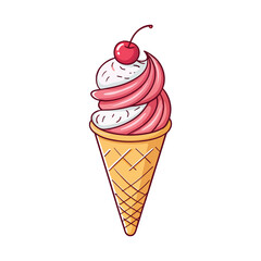 Modern Ice Cream Logo Design – Minimalist Vector Badge for Dessert Shops & Cafés Ice cream logo clipart set. Colorful cone ice cream icon clip art in pictogram style vector illustration color pastel 