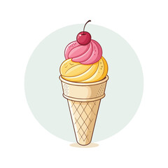 Modern Ice Cream Logo Design – Minimalist Vector Badge for Dessert Shops & Cafés Ice cream logo clipart set. Colorful cone ice cream icon clip art in pictogram style vector illustration color pastel 