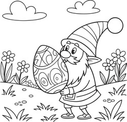 bunny painting easter egg and some flowers, coloring page ready to print on standard 8.5x11 inch paper easter bunny easy coloring page 